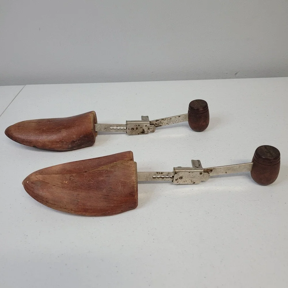 Sherman Shoes Inc Vintage Wood Shoe Trees Adjustable Brown‎ Stretcher Set